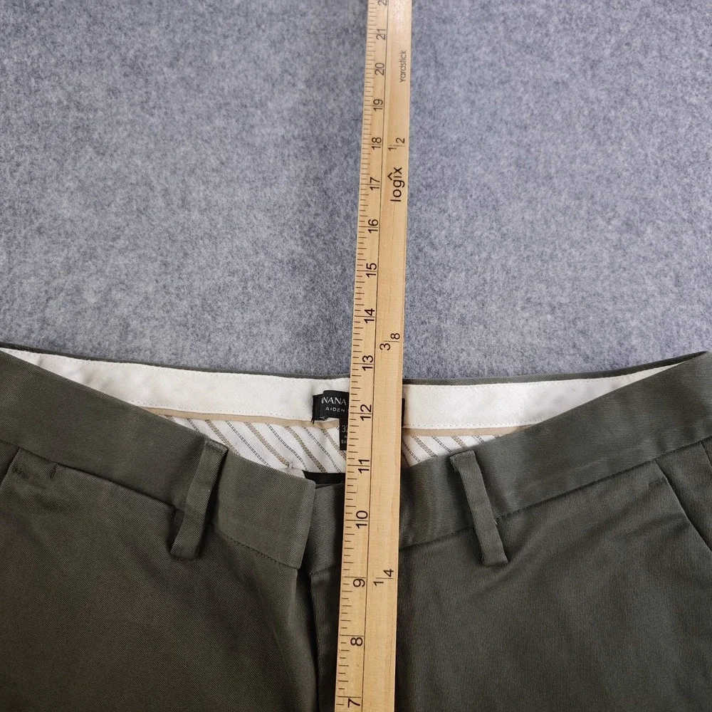 Banana Republic Aiden Pants Mens 32x32 Slim Fit Green Flat Front 100% Cotton